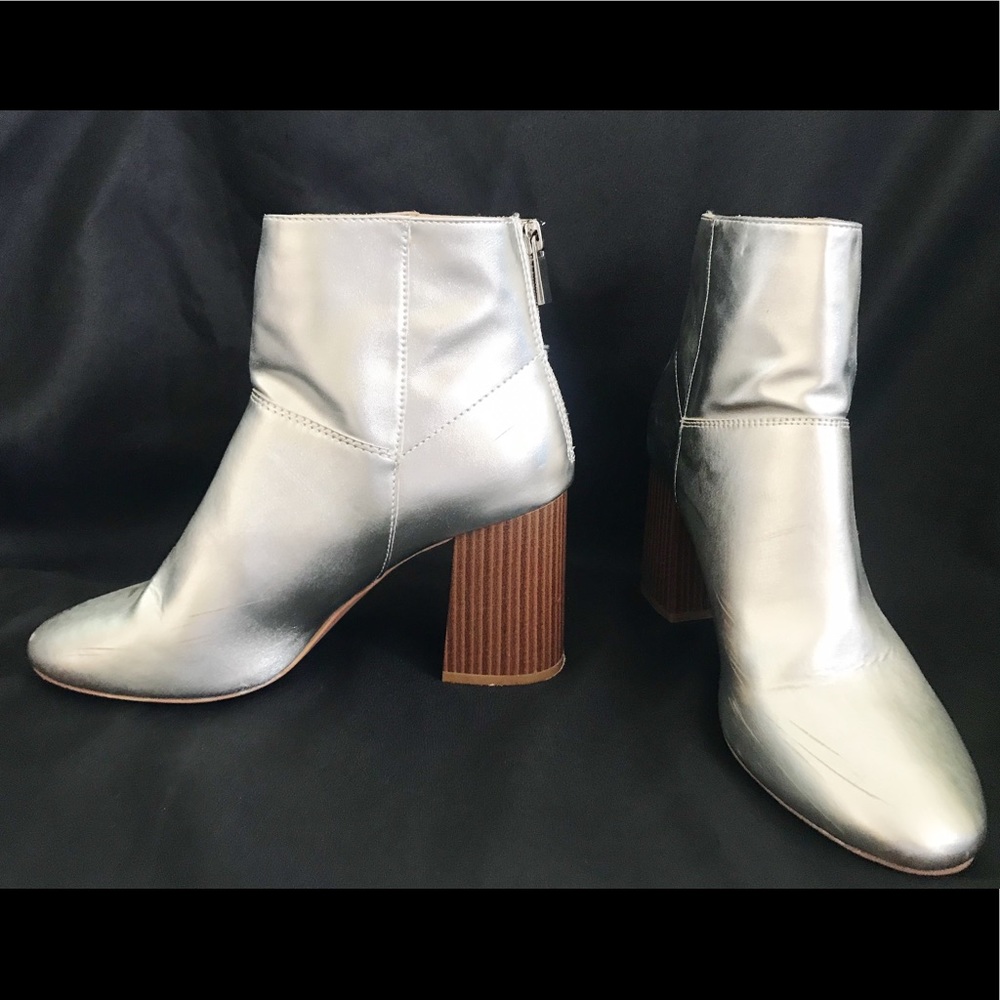 Metallic silver heel boots